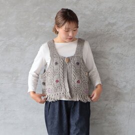tumugu|ロービングウールフラワー刺繍 2wayビスチェ