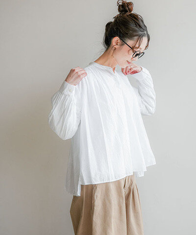 MidiUmi|gathered wide shirt ギャザーワイドシャツ ブラウス トップス 長袖シャツ 3-73966261