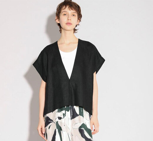 SACRA|SACRA サクラ 126212071 ラスティックリネン クロップドトップ RUSTIC LINEN TOP