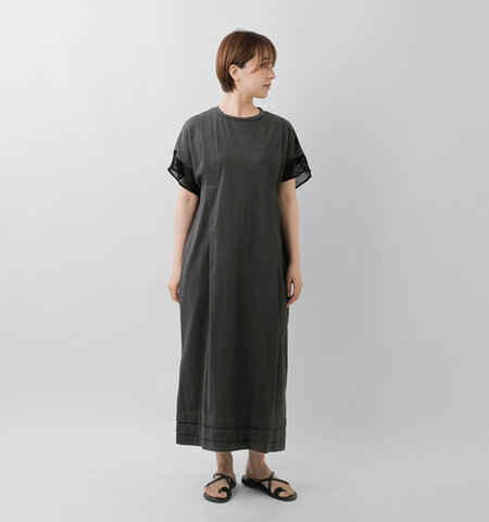 NOMBRE IMPAIR|メッシュ コンビ 天竺 Tシャツ ワンピース 01-1-03-209-5-1-nk