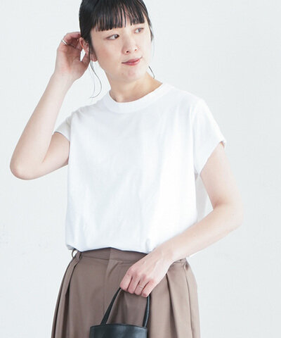 LAITERIE|【WOODY別注サイズ】 ふわふわ天竺フレンチスリーブカットソー 無地Tシャツ pct-11