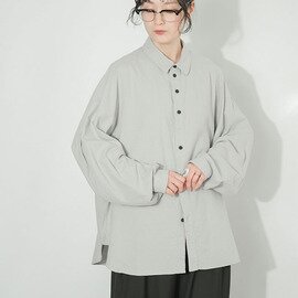 FIR MUM|コットン&ノイルブークレシルクツィードライクツイル 台襟付きシャツカラー カーブスリーブシャツ 長袖 hr-fr0301sf