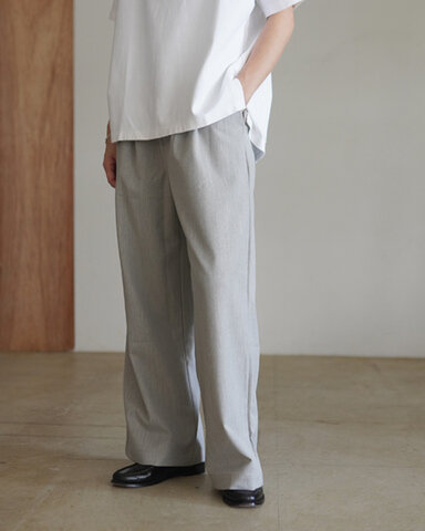 Commencement|ワイドタックパンツ Wide tac slacks スラックス フルレングス ストレッチ 無地 C-309 コメンスメント