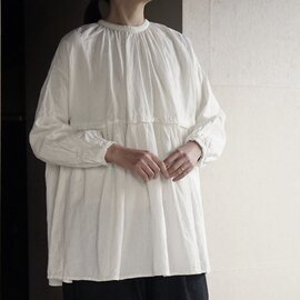 Gauze#|ANTIQUE JACQUARD SWITCHING GATHER TUNIC BLOUSE