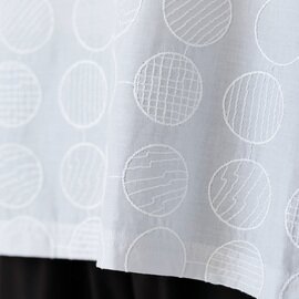 STAMP AND DIARY｜刺繍 ”Sphere” ハイマイクロコットン天竺 ボートネック ワイドプルオーバー 8分袖