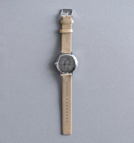 sazare｜SS シルバー ミラー フィニッシュ ホワイト ダイヤル レザー 腕時計 sk01-fn