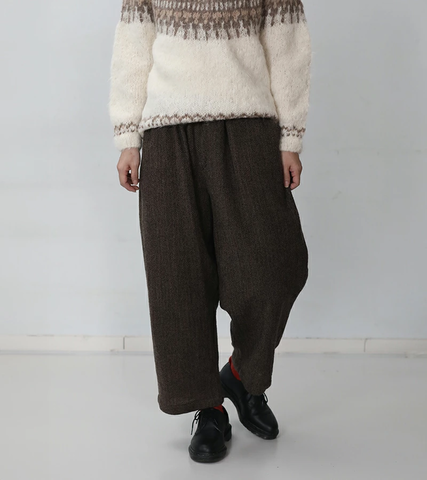 ichi Antiquités|軽くて暖かく ウールヘリンボーンパンツ kurashisha