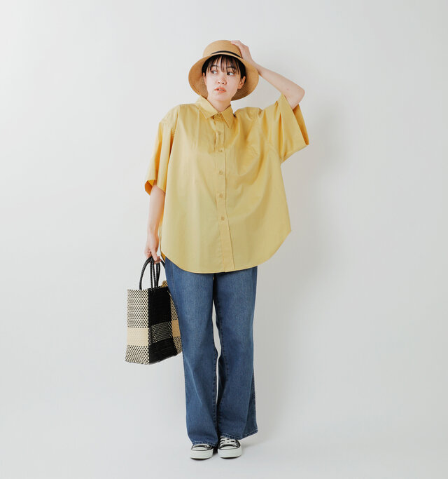 model saku：163cm / 43kg 
color : yellow / size : 34