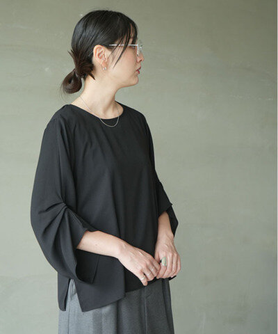 【SALE 20%OFF】Praia | 袖タック・エステルボイルブラウス レディース トップス ブラウス 七分袖 ler-2609
