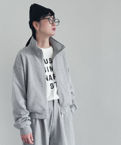 SOLAMONAT LARME|裏毛スウェットブルゾン ハイネック トップス ジャケット アウター LARM-IT-BLUG