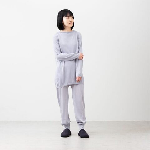 LIVING BASIC|シルク100% 長袖無縫製ニット / シルク100% 裾リブ腹巻ニットパンツ