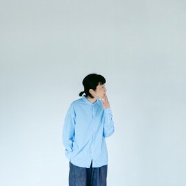 MUYA｜アトリエシャツ スタンドカラー/Blue stripe
