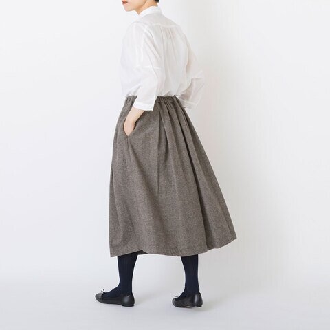 STAMP AND DIARY｜・ウールチェック タックギャザースカート78cm丈