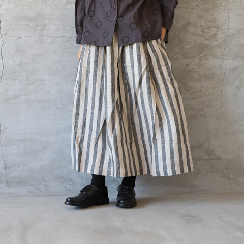 blue willow|リネンストライプタックスカート