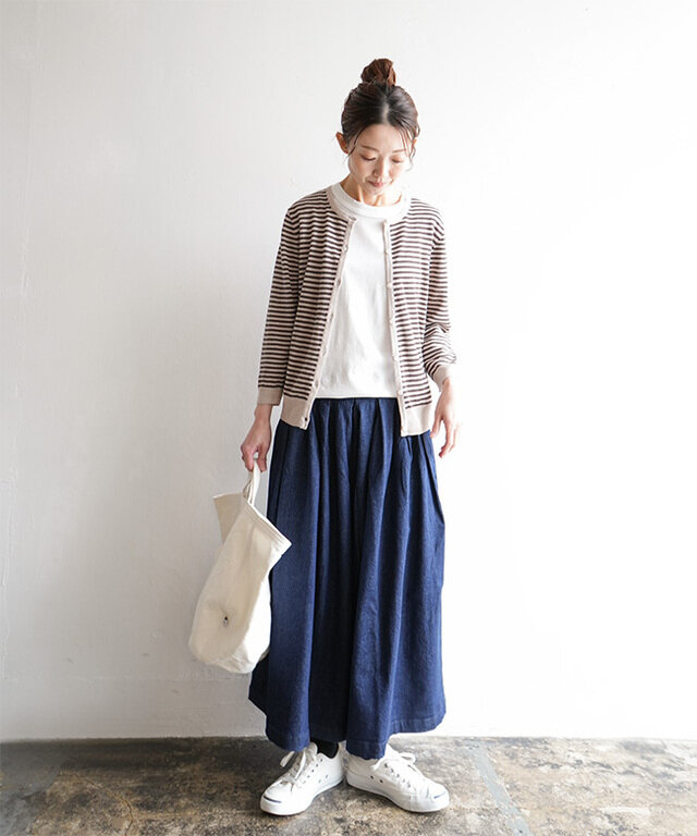 身長:165cm / 101 エクリュ/ブラウンボーダー / サイズ:FREE