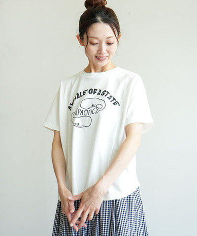 PACIFIC PARK STORE|17/BD 天竺ヘムラウンドプリントプルオーバー トップス Tシャツ 半袖 カットソー pps-28271