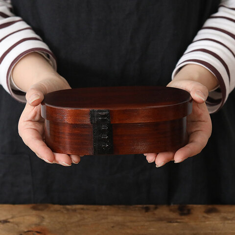 松野屋|日本の手仕事。すり漆丸小判弁当箱 小 (長野産)kurashisha 新生活