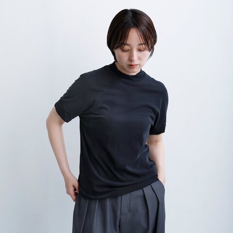 nooy|強撚ソフトコットン 天竺 ハイネック ショートスリーブ ベーシック Tシャツ ncsm005