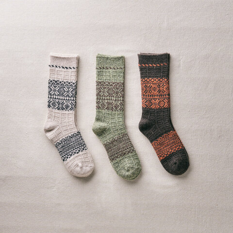yahae|Wool Organic Cotton Snow Pattern Socks【靴下 ソックス】