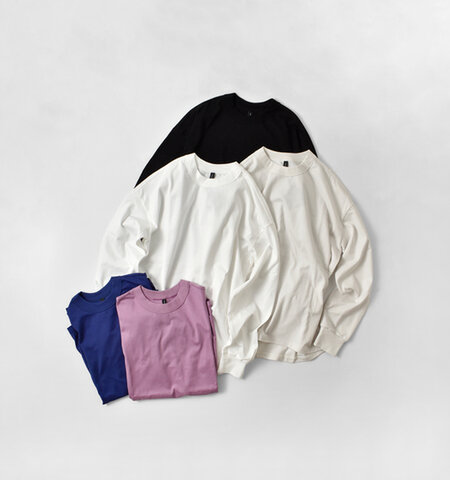 TRAVAIL MANUEL|コットン ミディ天竺 バックラウンド 長袖 Tシャツ 2041-mt