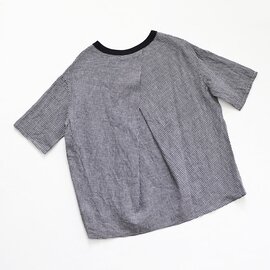maillot｜G/S Linen Back Tuck Shirt Tee ギンガム/ストライプ・リネンバックタックTee MAS-23121