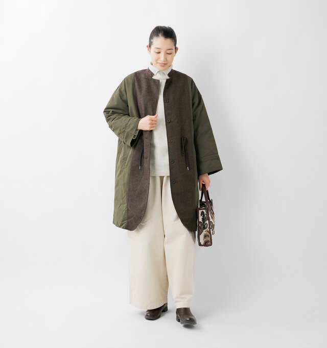 model mizuki：168cm / 50kg 
color : khaki / size : 38
