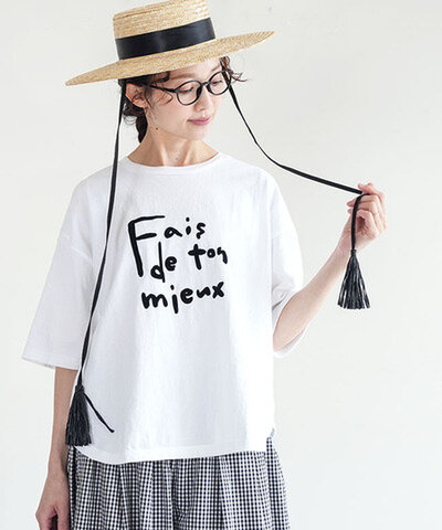 SOLAMONAT|パフ天竺 ハーフスリーブプリントプルオーバー Fais レディース トップス Tシャツ ロゴT プリントT 半袖 【ご予約商品/7月上旬頃入荷予定】sma-puf-hfpt-fais
