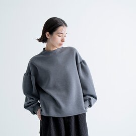 MANON|CARDBOARD KNIT GATHER LONG SLEEVE TEE