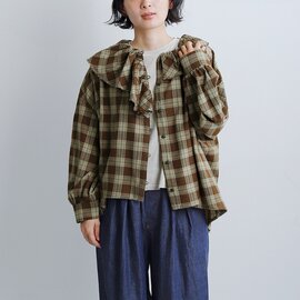 tumugu|コットン ウール チェック ブラウス tb26311