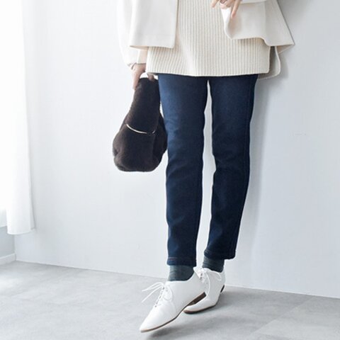 kauliina|あったか 裏ベロアで心地よい ストレッチ レギンスパンツ なめらかタッチ