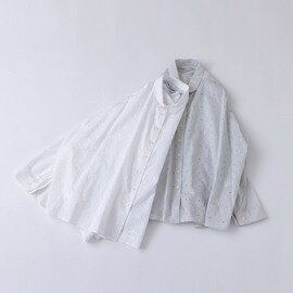 STAMP AND DIARY｜刺繍"northernlights" 60コットンローン シャツカラービッグシャツ