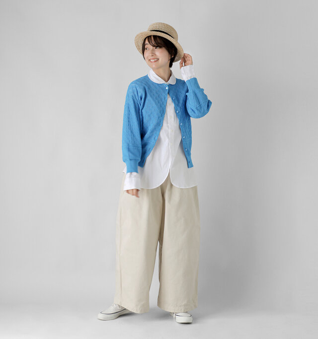 model asuka：160cm / 48kg 
color : blue / size : F