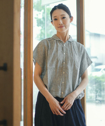 NATURAL LAUNDRY|先染めリネンレイシャツ レディース トップス ブラウス プルオーバー 半袖シャツ 7263t-902