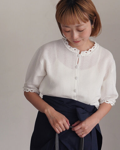 Shinzone|メッシュ レース ニット カーディガン 羽織り MESH LACE KNIT CARDIGAN 26SMSNI07 シンゾーン