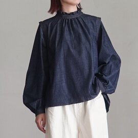 sosotto|デニムフリル 衿ギャザー ブラウス 長袖 シャツ 42654211 ソソット