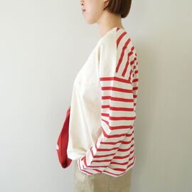 NATURAL LAUNDRY|パネルボーダー2wayキャップスリーブT(7264C029)ナチュラルランドリー