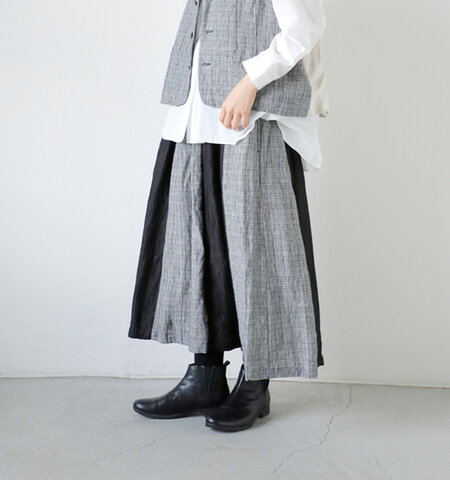 Vlas Blomme|ヴラスブラム リネン クラシカル チェック コンビネーション スカート 13549125