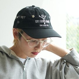 City Lights Book Store | CLBS × Lucy OAXACA Big Logo HOWL LOGO ロゴ 刺繍 キャップ カーキ ブラック lucy-cap03