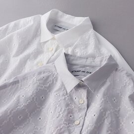 STAMP AND DIARY｜刺繍northern lights 60コットンローン シャツカラー ビッグシャツ