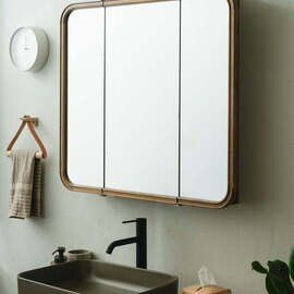 ANTRY|Wood curve 3ドアキャビネットミラー 850