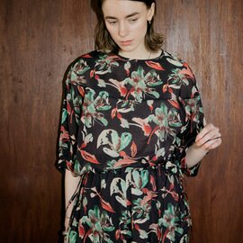 doux bleu|フラワー インドプリントブラウス DB-2623-048