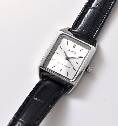 CASIO｜スクエアケースレザーベルト腕時計 ltp-v007l-rf ギフト 贈り物