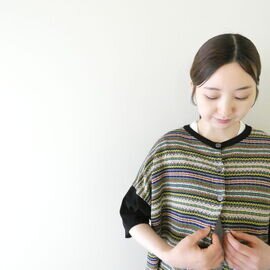 mao made|シャリコットン2WAYジャガードハーフスリーブカーディガン(621123)マオメイド
