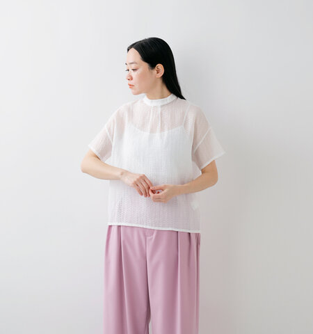 FIL DE FER|ハシゴストライプ スタンドネック ブラウス 10-1-06-214-5-1-yo