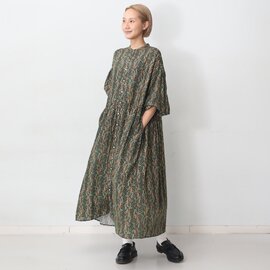 UNIVERSAL TISSU|落ち感がきれい!PARIS DE AOUNE パリデアオウネ バンドカラーギャザーワンピース アースペイズリー kurashisha
