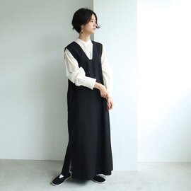 yuni｜80/2強撚ギャバコットン jumper skirt 1701OP021222　ジャンパースカート　２way ロングワンピース