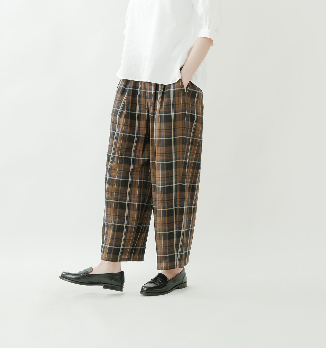 Vent D Ouest Par Le Minor コットンリネンチェックパンツ El16135 Rf Piu Di Aranciato ピウディアランチェート キナリノモール