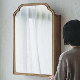 Wood arch キャビネットミラー