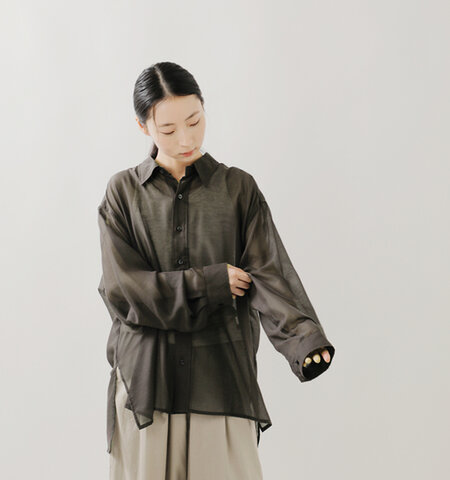 BLUE DE BRESSE|レギュラーカラー サイドスリット シアー シャツ kwbsb0206-01-ms