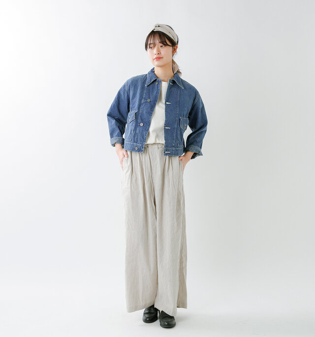 model kanae:167cm / 48kg
color : denim used with paint / size : 0